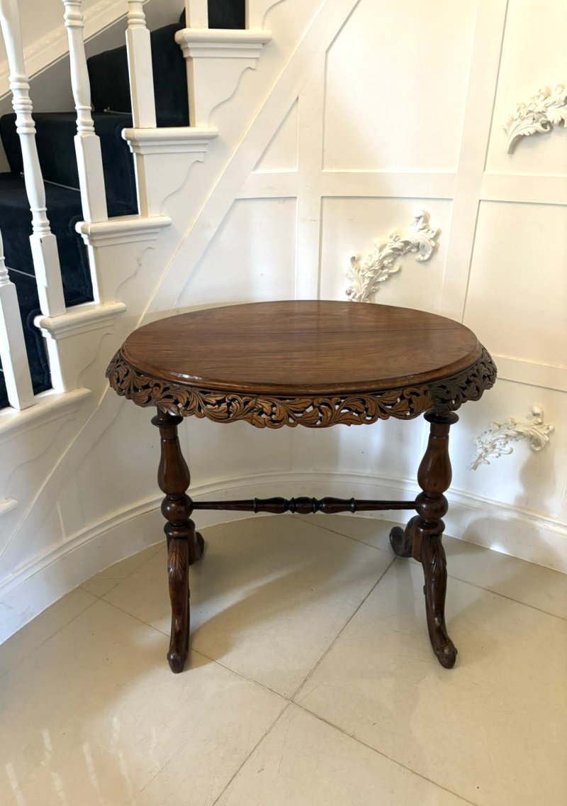 Unusual Oval Antique Victorian Quality Padauk Wood Lamp Table